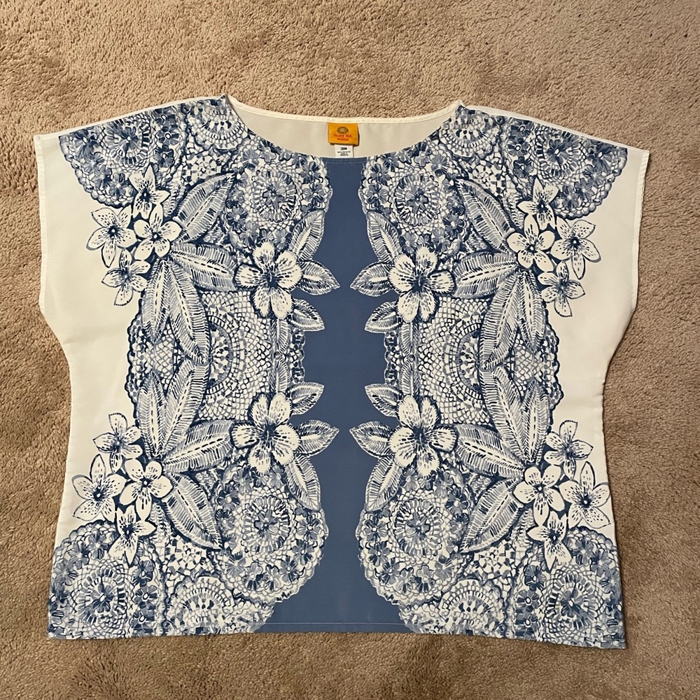 Dusty Blue & Ivory Blouse Top Shirt sz 20W
